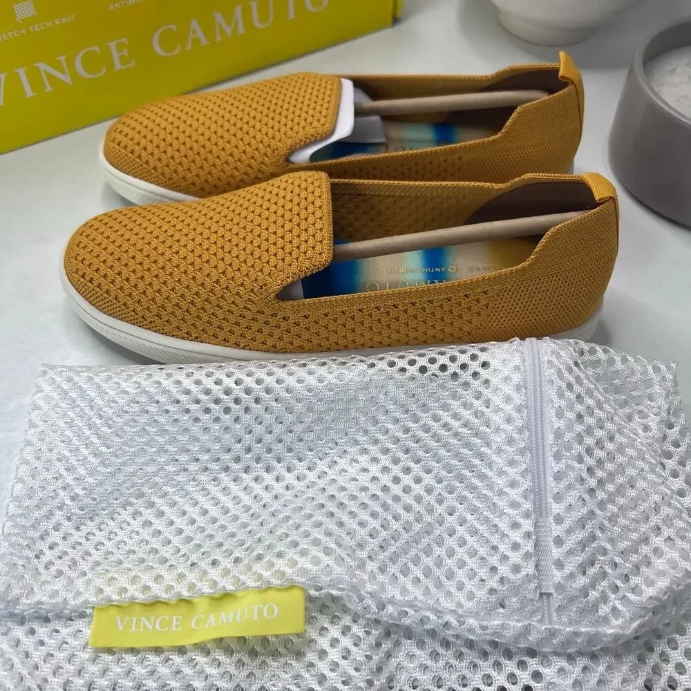 Vince Camuto Cabreli Washable Sneaker Knit Yellow Women 5.5M/36 NWB Breathable